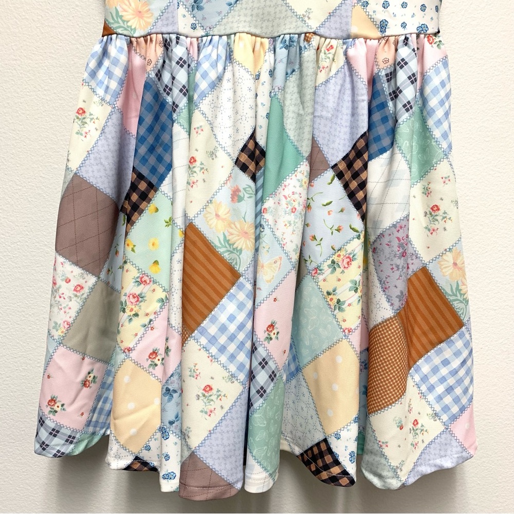 Dolls Kill Holly Hobbie Stitched With Love Patchwork Babydoll Mini Dress Medium - Picture 8 of 15